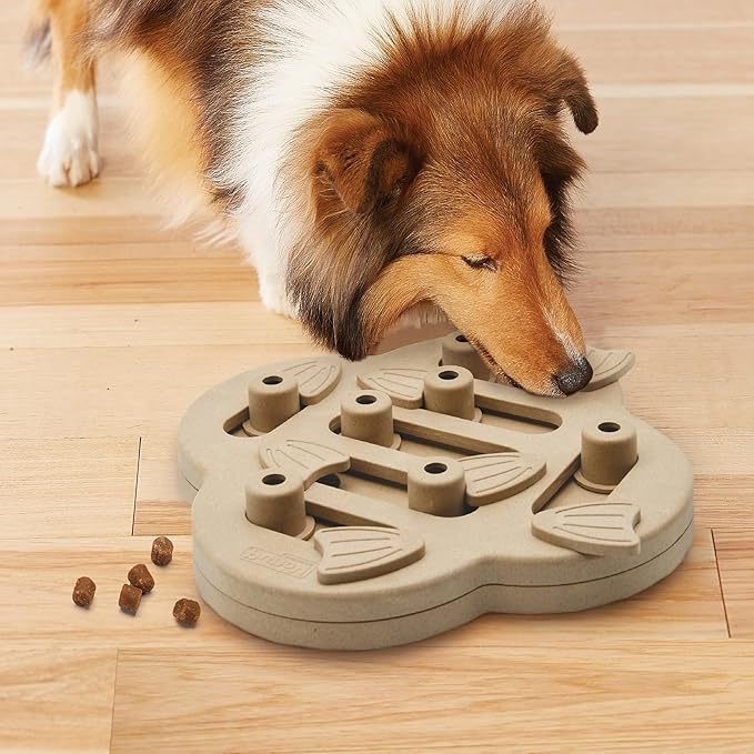 Outward Hound by Nina Ottosson Dog Hide N' Slide Treat Puzzle Enrichment Toy, Level 2 Intermediate, Tan, Composite