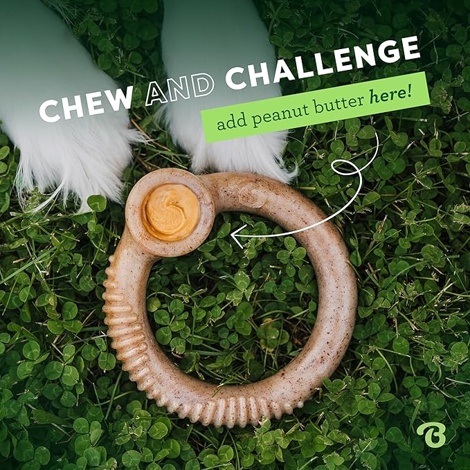 Benebone Ring Durable Dog Chew Toy for Aggressive Chewers, Real Bacon, Made in USA, Large