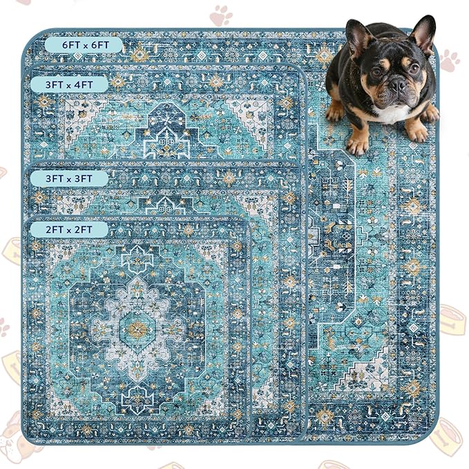Lahome Super Absorbent & Leakproof Washable Dog Pee Pads - 2 Pack Value Set - Waterproof, Non-Slip Reusable Pads for Puppy Training, Crates & Whelping (24"x24", Blue)