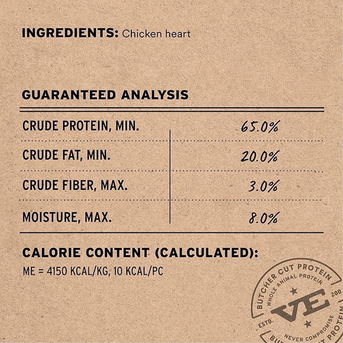 Vital Essentials Chicken Hearts Dog Treats, 3.75 oz | Freeze-Dried Raw | Single Ingredient | Premium Quality High Protein Training Treats | Grain Free, Gluten Free, Filler Free