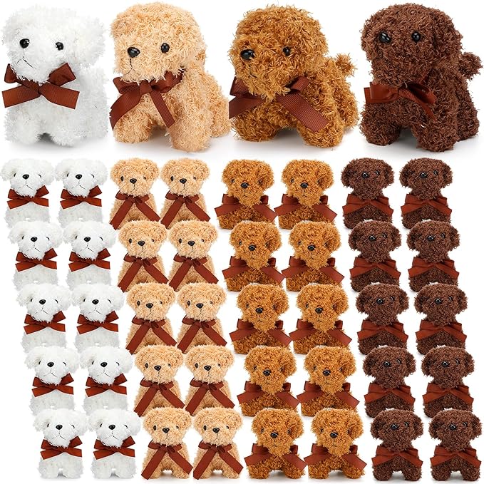 Liliful 80 Pcs 5 Inches Mini Plush Dogs Small Stuffed Dog Bulk Plush Toy Adopt a Dog Party Favors Stuffed Animal Puppy for Gift Bag Fillers Back to School Party Favor Gift Carnival Prize