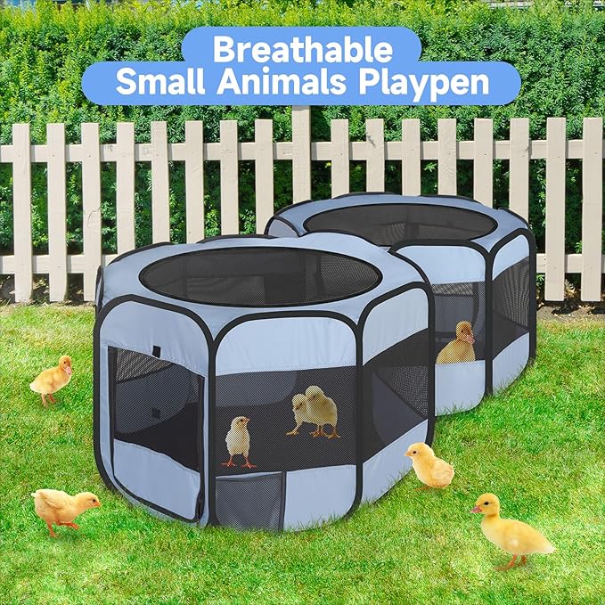 EighteenTek Small Animals Playpen Pop up Small Pet Cage Enclosure Tent Chick Run Brooder Coop Foldable Kennel for Kitten Ferret Puppy Guinea Pig Rabbit Hamster Chinchillas(No Divider, Unified Space)