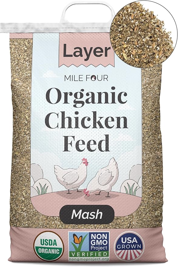 Layer Organic Chicken Feed | 16% Protein | Mash | Certified Organic, Non-GMO, Corn-Free, Soy-Free, Non-Medicated, US Grown Chicken Feed | 46 lbs