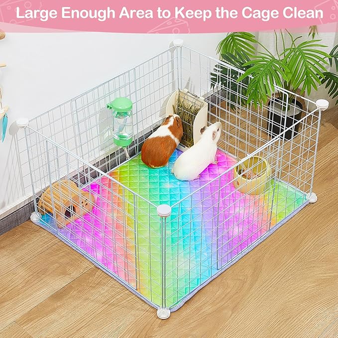 2 Pack Guinea Pig Bedding, Washable Guinea Pigs Cage Liner Reusable Guinea Pig Mat Waterproof Guinea Piggy Bedding for Cage, Super Absorbant Pee Pads for Small Animals Hamster Rabbit Squirrel