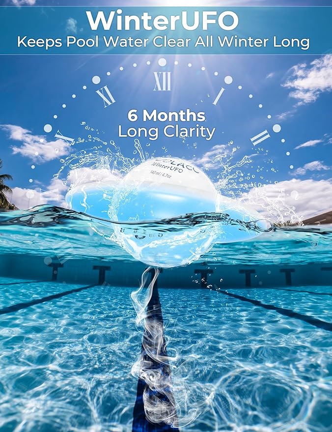 4-in-1 Winter Pool Closing Kit for Above-Ground & In-Ground Pools, Treats Up to 15,000 Gallons Pool Winterizing Kit, Long-Lasting Easy-to-Use Swimming Pool Clarifier & Enzyme (1-Pack)