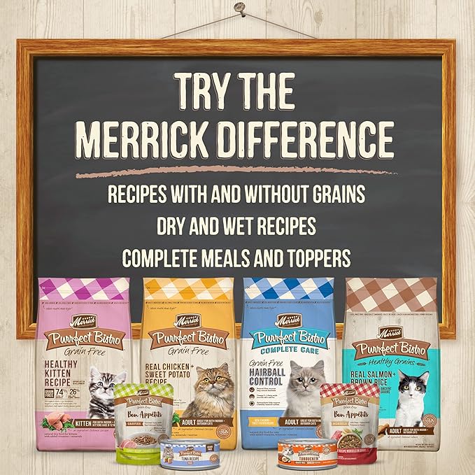 Merrick Purrfect Bistro Grain Free Natural Dry Cat Food For Adult Cats, Complete Care Weight Control Recipe - 7 lb. Bag