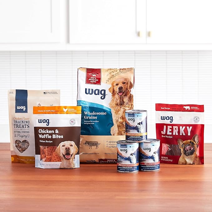 Amazon Brand - Wag Dog Treats, Chicken and Waffle Bites, 12 oz Resealable Pack of 1