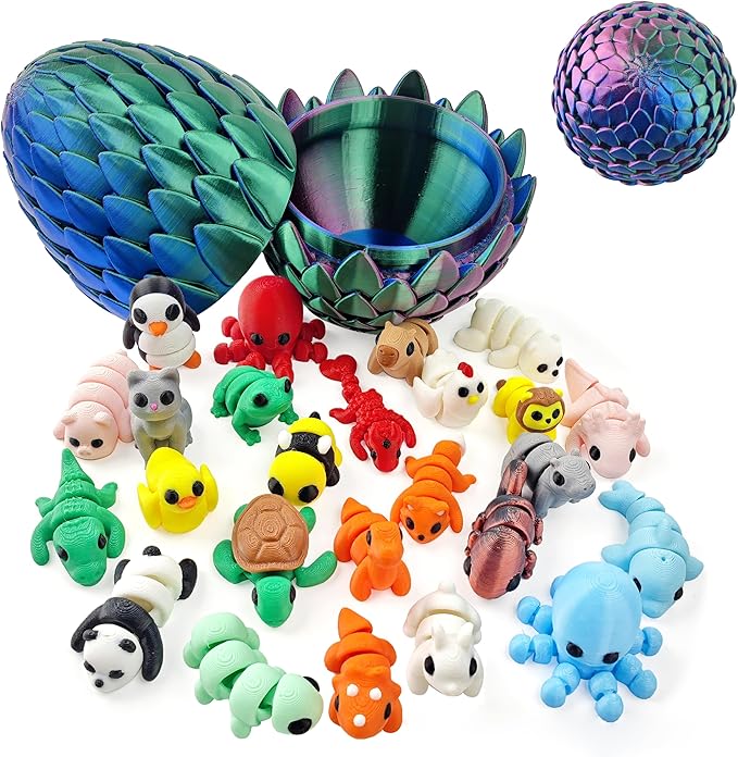 Mini 3D Printed Animal Figurines Set,Articulated, Flexible, and Exquisitely Cute (Animal T)
