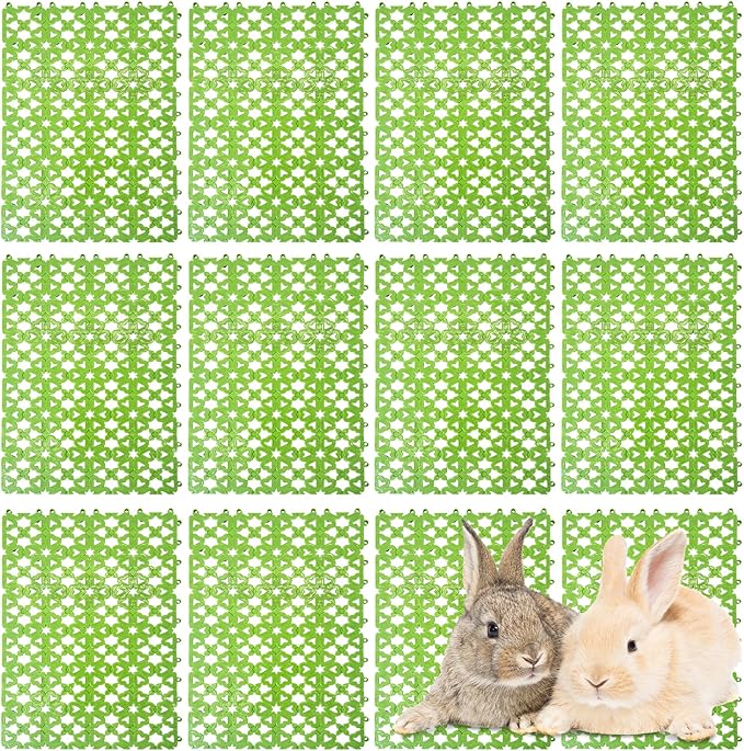 kathson 12PCS Rabbit Feet Pad Plastic Cage Mat Floor Mats Bunny Hole Leak Water Pads for Pet Cats Dogs Hamster Rat Chinchilla Guinea Pig and Other Small Animals