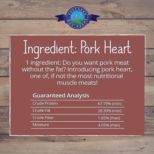 Freeze Dried Dog and Cat Treats, Pork Heart, All Natural Single Ingredient Freeze-Dried Treat & Snacks, Made in USA, High Protein, Essential Nutrition of Raw Dog Food, 8oz