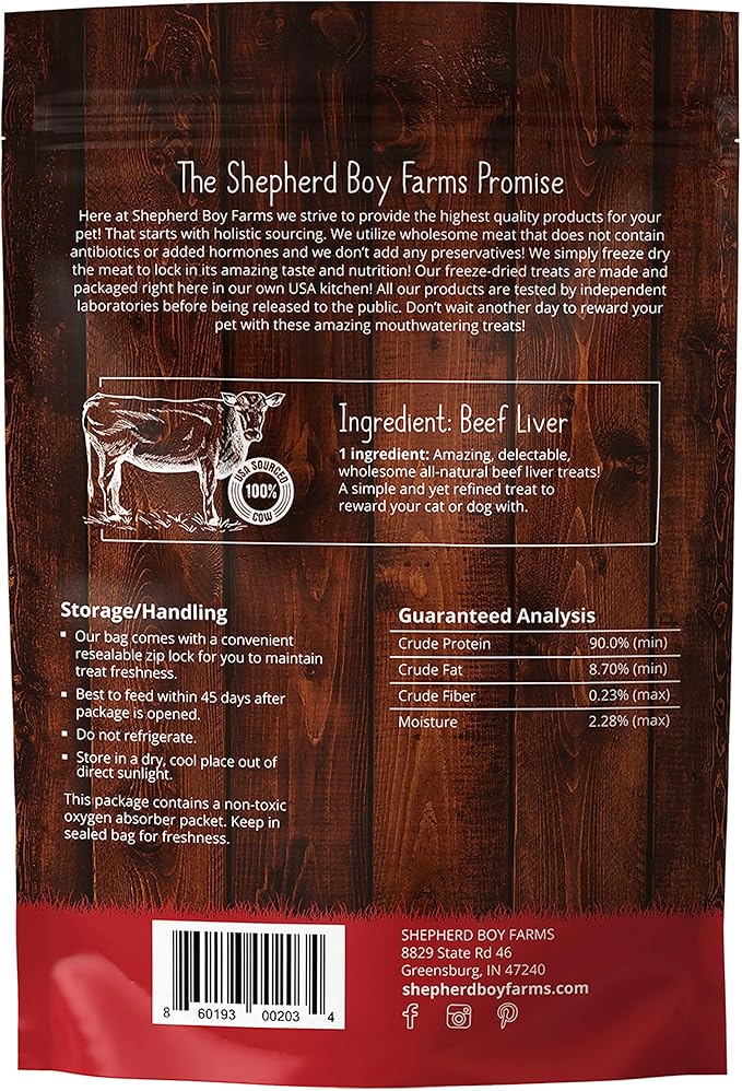 Freeze Dried Dog and Cat Treats, Beef Liver, All Natural Single Ingredient Freeze-Dried Dog Treat & Snacks, Made in USA, High Protein, Essential Nutrition of Raw Food, 3oz