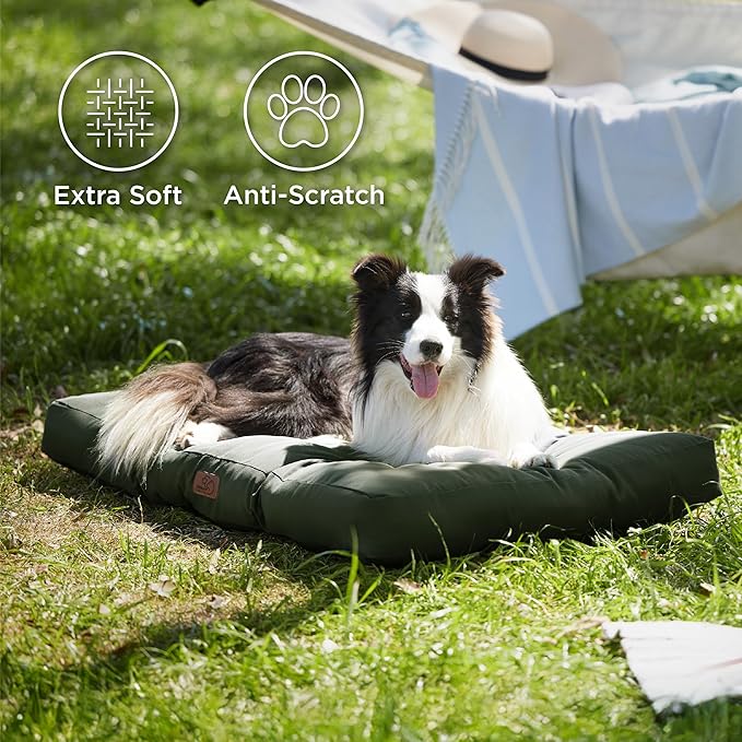 Bedsure Dog Beds Large Sized Dogs - Washable Pet Bed Mattress with Oxford Fabric, Pet Pillow Cushion for Crate, Grey Dog Mat Outdoor, 36x27x4, Lentil Sprout