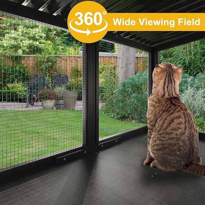 ROOMTEC Cat Catio, Cat Window Box for Indoor Cats Wooden Cat Window Perch for Multi Cats All Weather Use Outdoor Haven Enclosure for Safely Enjoying The Outdoor Sights Scents and Napping,Grey