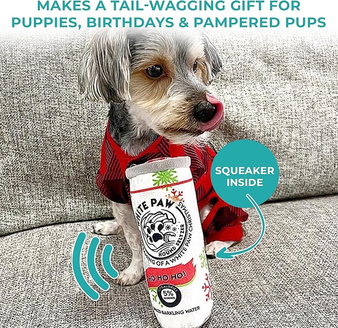 Haute Diggity Dog White Paw Howliday Plush Dog Toy for Small, Medium & Large Dogs, Interactive Funny Holiday Squeaky Toys, Soft, Durable, Machine-Washable, Safe & Cute Birthday Gift for Dogs, One Size