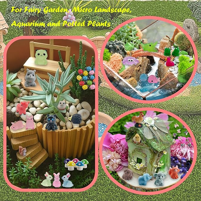160pcs Tiny Resin Animals to Hide Mini Resin Ducks Bulk for Fairy Garden Accessories, Micro Landscape Decor, Aquarium and Potted Plants