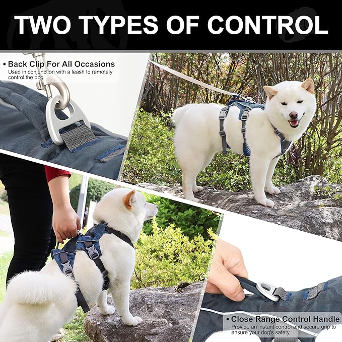 Escape Proof Dog Harness Medium Sized Dog, Lightweight Full Body Pet Vest with Lift Handle and Leash Clip, Reflective Adjustable No Slip Dog Harness for Daily Walking(Red,Chest:17-32")