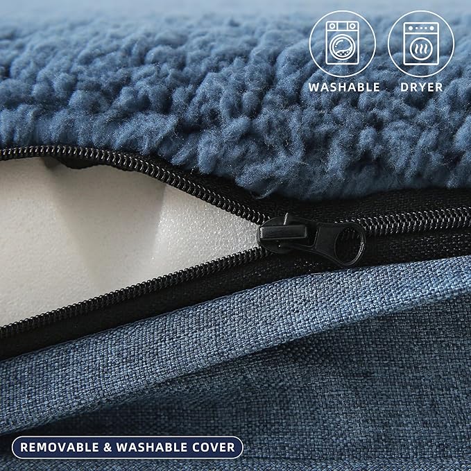 DaysU Large Dog Bed for Large Dogs, Orthopedic Dog Beds with Removable Washable Cover, Egg Crate Foam Pet Bed Mat, Light Navy, Suitable for Dogs Up to 65 Ibs, 36x27x3in