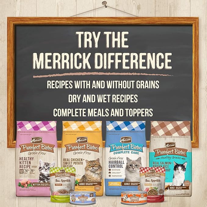 Merrick Purrfect Bistro Premium Grain Free Natural Dry Cat Food For Young Cats, Healthy Kitten Food Recipe - 7 lb. Bag