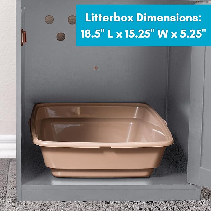 BIRDROCK HOME Decorative Cat House & Side Table | Grey Nightstand | Indoor Pet Crate | Litter Box Enclosure | Hooded Hidden Pet Box | Cats Furniture Cabinet | Kitty Washroom