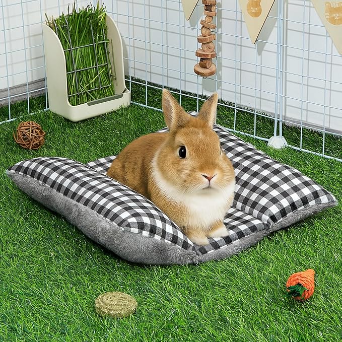 Rabbit Bed 15"X14"Thickened and Soft Bunny Bed Washable Cuddle Cushion Plush Mat Double-Sided Plush Small Pet Flop Mat Cotton Pillow for Rabbit