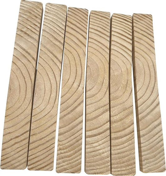 3010 Block Type 10 Natural Long Slat 6-Pack Wood Parts for Parrot Bird for Cage Medium Parrots African Grey Cockatoo Shredding Chew Toy Enrichment Supply