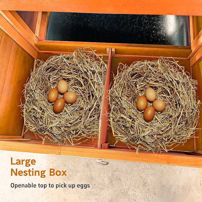 113.5" Large Wooden Chicken Coop with Run – Outdoor Hen House for 2-4 Chickens, Waterproof Roof, Nesting Box, Ramp & Perch, Predator-Proof, Removable Tray, Secure & Durable Natural