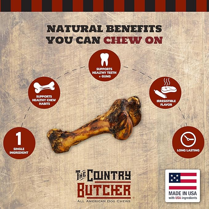 Giant Dog Bone, Gift for Dogs - Birthday, Gotcha, Holiday Large and Medium Breeds, Natural, Tough, Made in The USA, 1 Count