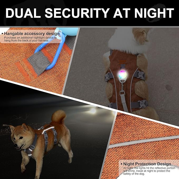 Escape Proof Dog Harness Medium Sized Dog, Reflective No Pull Dog Vest with Handle, Lightweight Full Body Pet Harness Adjustable for Walking,Training(Blue,Chest:17-32")