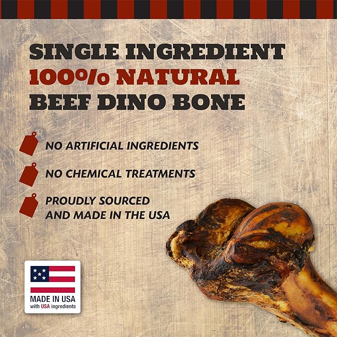 Giant Dog Bone, Gift for Dogs - Birthday, Gotcha, Holiday Large and Medium Breeds, Natural, Tough, Made in The USA, 1 Count