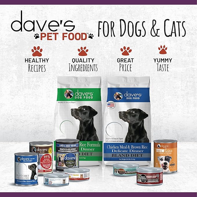 Dave's Pet Food Grain Free Wet Cat Food (Tuna & Salmon Dinner in Aspic), Naturally Healthy Canned, Added Vitamins & Minerals, 5.5 oz Cans (24 Pack