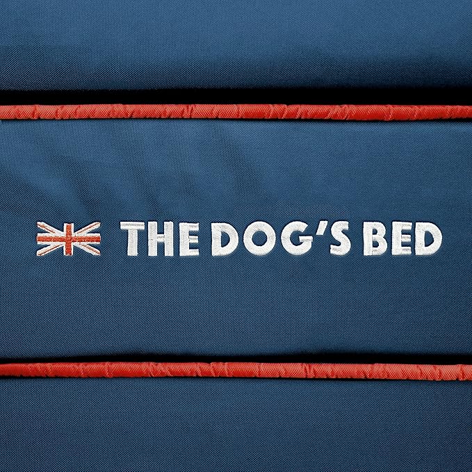 The Dog’s Bed Orthopedic Dog Bed Large Blue Oxford with Red Trim UK Flag Dog Bed 36x27 Memory Foam, Pain Relief: Arthritis, Post Surgery, Lameness, Veterinary Approved, Waterproof Washable Cover