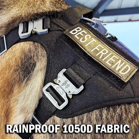 Tactical Dog Harness with 4 Metal Buckles, Waterproof; bite-Proof Military Grade Dog Vest, Stop pulls but Does not Choke Neck, Great with Prevents Escapes, Heavy-Duty Dog Harness for Extra Large Dogs