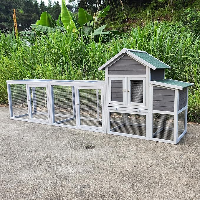 122" Large Chicken Coop with Nest Box and Removable Tray, Hen House for 2-6 Chickens, Outdoor Weatherproof Small Animal Cages