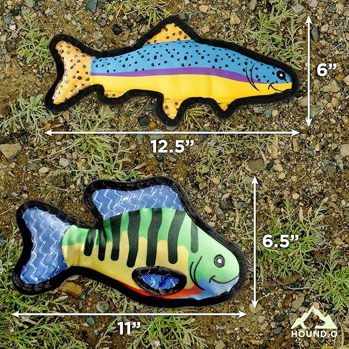 Dog Toys | Plush Toy Fish Bluegill & Trout Stuffed Animal for Dogs, Value 2-Pack | Outdoor Toy - Easy to Clean and Made from Non Toxic Materials