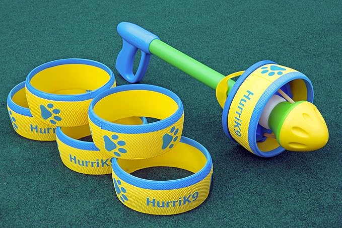Flying Ring Launcher Dog Exerciser Starter Pack | Quickly Exercises Your Dog | Includes Launcher Starter Pack & 6 EVA Foam Rings